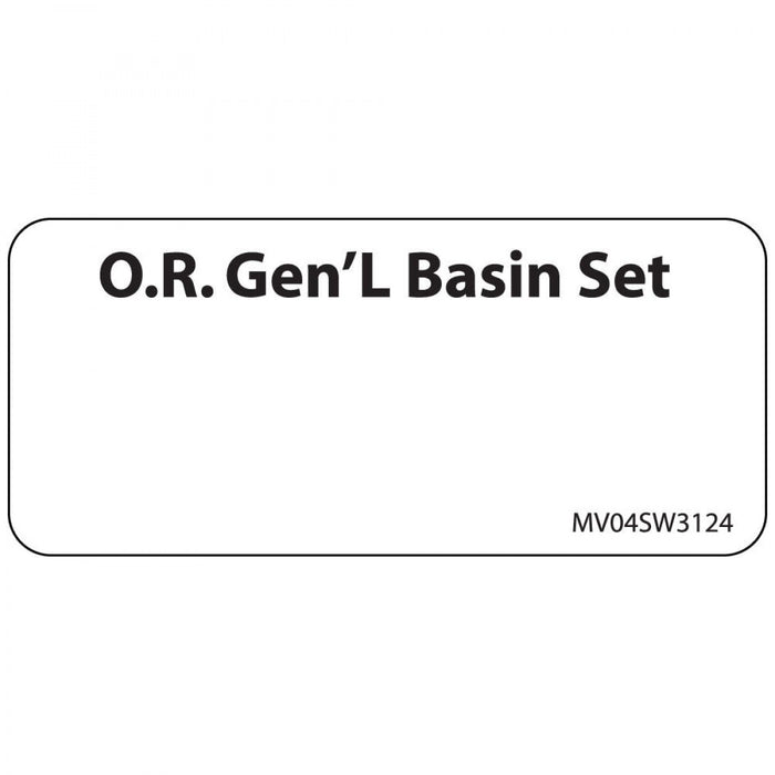 Label Paper Removable O.R. Genl Basin 1" Core 2 1/4" X 1 White 420 Per Roll