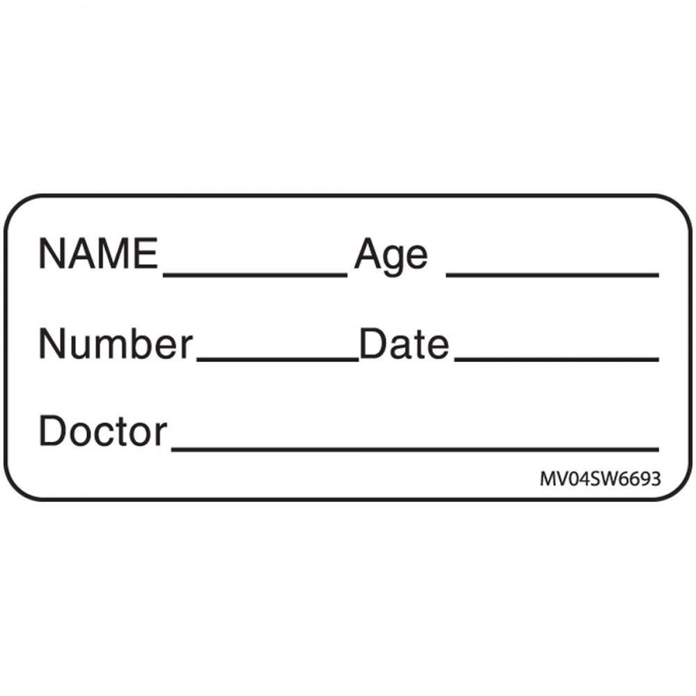 Label Paper Removable Name Age Number Date 1" Core 2 1/4" X 1 White 420 Per Roll