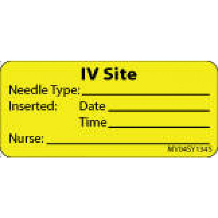 Label Paper Permanent Iv Site Needle 1" Core 2 1/4" X 1 Yellow 420 Per Roll