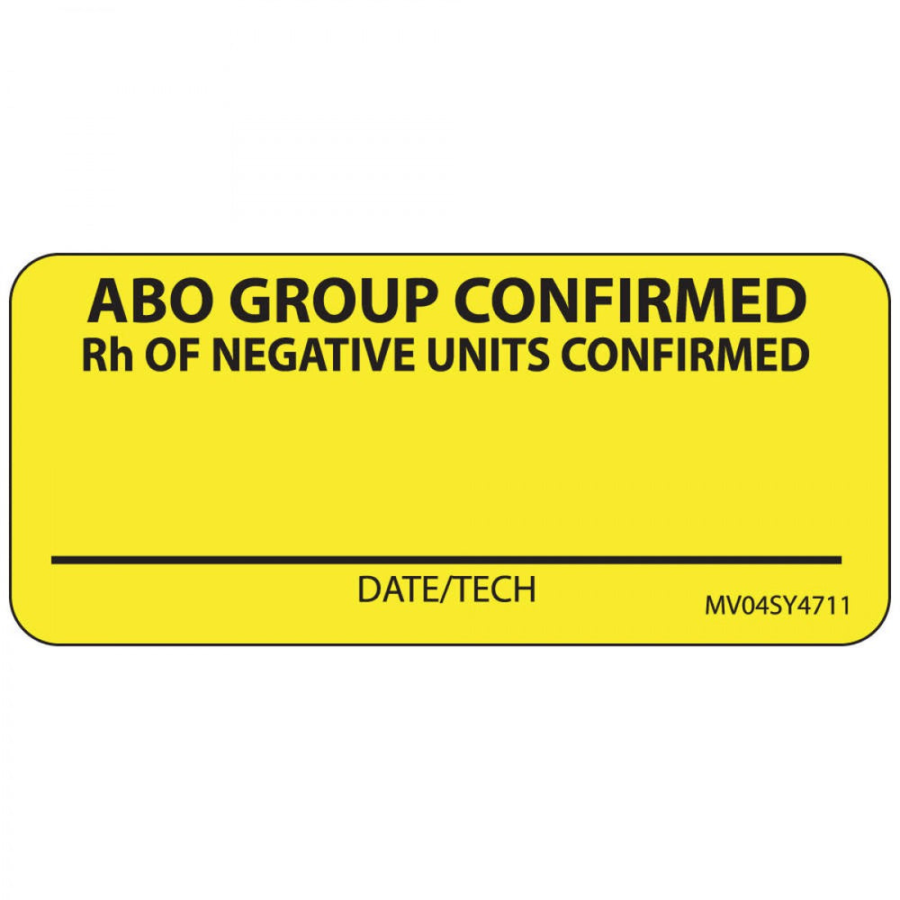 Label Paper Permanent Abo Group Confirmed 1" Core 2 1/4" X 1 Yellow 420 Per Roll