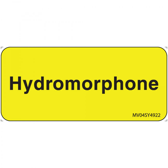 Label Paper Permanent Hydromorphone 1" Core 2 1/4" X 1 Yellow 420 Per Roll