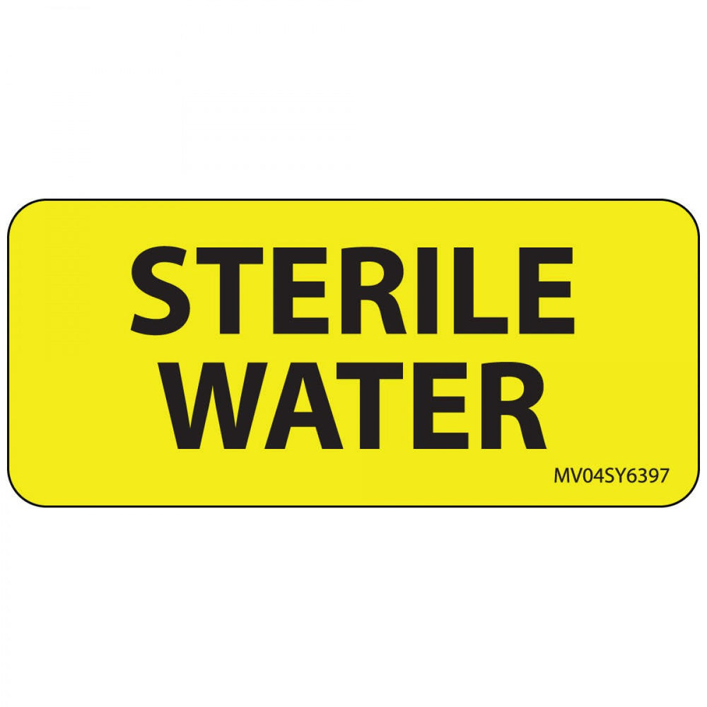 Label Paper Permanent Sterile Water 1" Core 2 1/4" X 1 Yellow 420 Per Roll