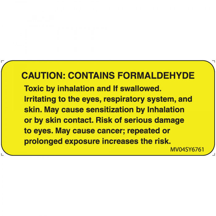 Label Paper Permanent Caution: Contains 1" Core 2 1/4" X 1 Yellow 420 Per Roll