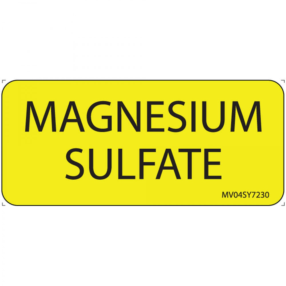 Label Paper Permanent Magnesium Sulfate 1" Core 2 1/4" X 1 Yellow 420 Per Roll