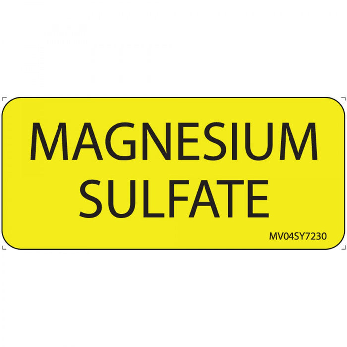 Label Paper Permanent Magnesium Sulfate 1" Core 2 1/4" X 1 Yellow 420 Per Roll