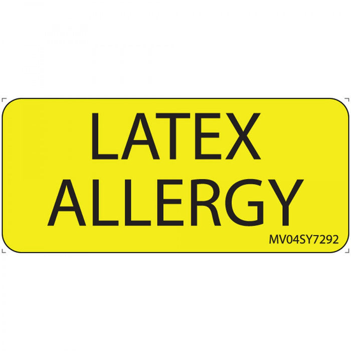 Label Paper Permanent Latex Allergy 1" Core 2 1/4" X 1 Yellow 420 Per Roll