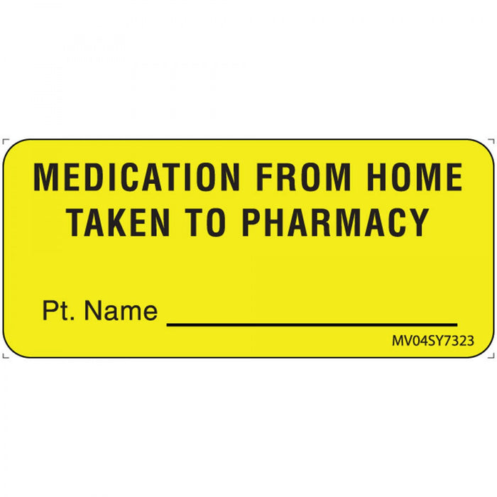 Label Paper Permanent Medication From Home 1" Core 2 1/4" X 1 Yellow 420 Per Roll