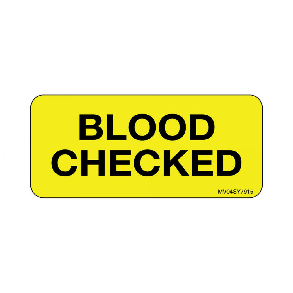Label Paper Permanent Blood Checked 1" Core 2 1/4" X 1 Yellow 420 Per Roll