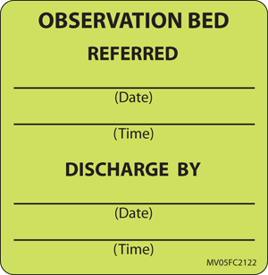 Label Paper Removable Observation Bed 1" Core 2 7/16" X 2 1/2" Fl. Chartreuse 400 Per Roll