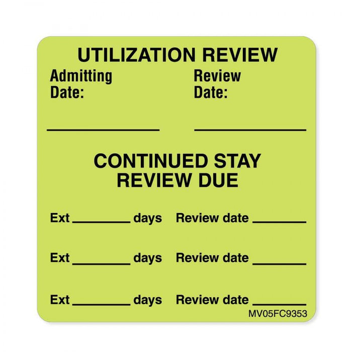 Label Paper Removable Utilization Review 1" Core 2 7/16" X 2 1/2" Fl. Chartreuse 400 Per Roll