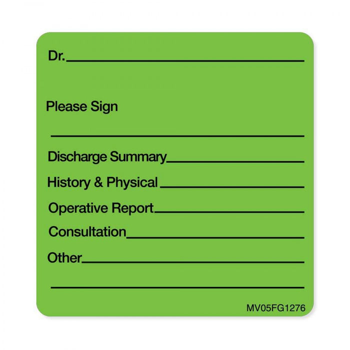 Label Paper Removable Dr. Please Dictate 1" Core 2 7/16" X 2 1/2" Fl. Green 400 Per Roll