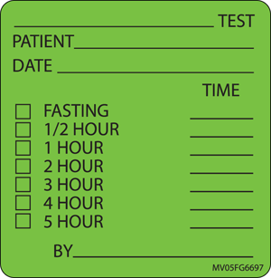 Label Paper Removable Test Patient 1" Core 2 7/16" X 2 1/2" Fl. Green 400 Per Roll