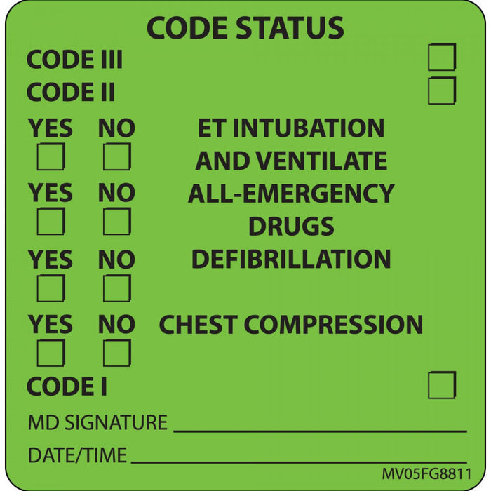 Label Paper Removable Code Status Code 1" Core 2 7/16" X 2 1/2" Fl. Green 400 Per Roll