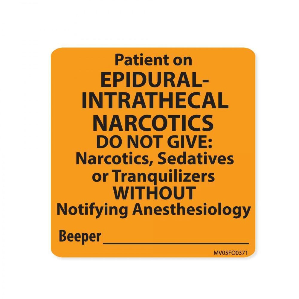 Label Paper Removable Patient On Epidural- 1" Core 2 7/16" X 2 1/2" Fl. Orange 400 Per Roll