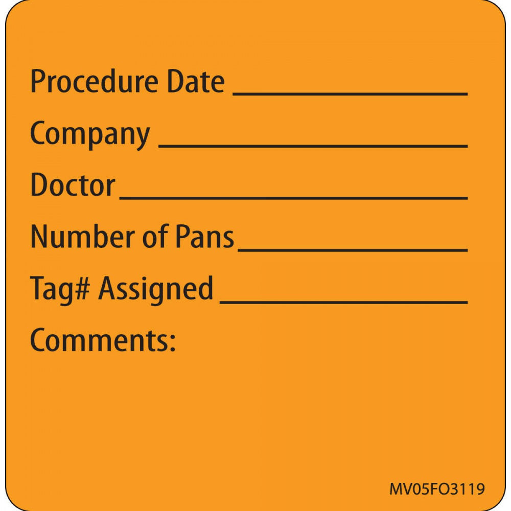 Label Paper Removable Procedure Date 1" Core 2 7/16" X 2 1/2" Fl. Orange 400 Per Roll