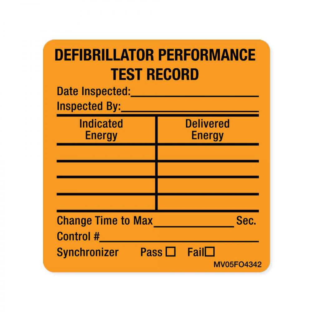 Label Paper Removable Defibrillator 1" Core 2 7/16" X 2 1/2" Fl. Orange 400 Per Roll