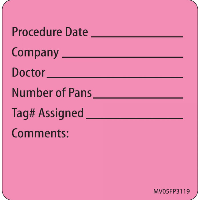 Label Paper Removable Procedure Date 1" Core 2 7/16" X 2 1/2" Fl. Pink 400 Per Roll