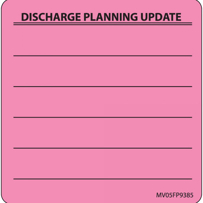 Label Paper Removable Discharge Planning 1" Core 2 7/16" X 2 1/2" Fl. Pink 400 Per Roll