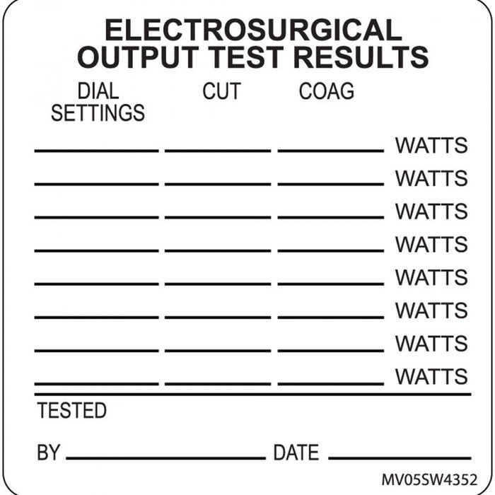 Label Paper Removable Electrosurgical 1" Core 2 7/16" X 2 1/2" White 400 Per Roll