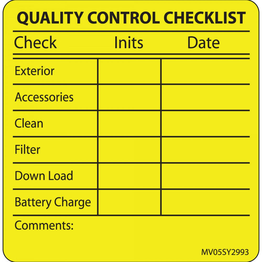 Label Paper Permanent Quality Control 1" Core 2 7/16" X 2 1/2" Yellow 400 Per Roll