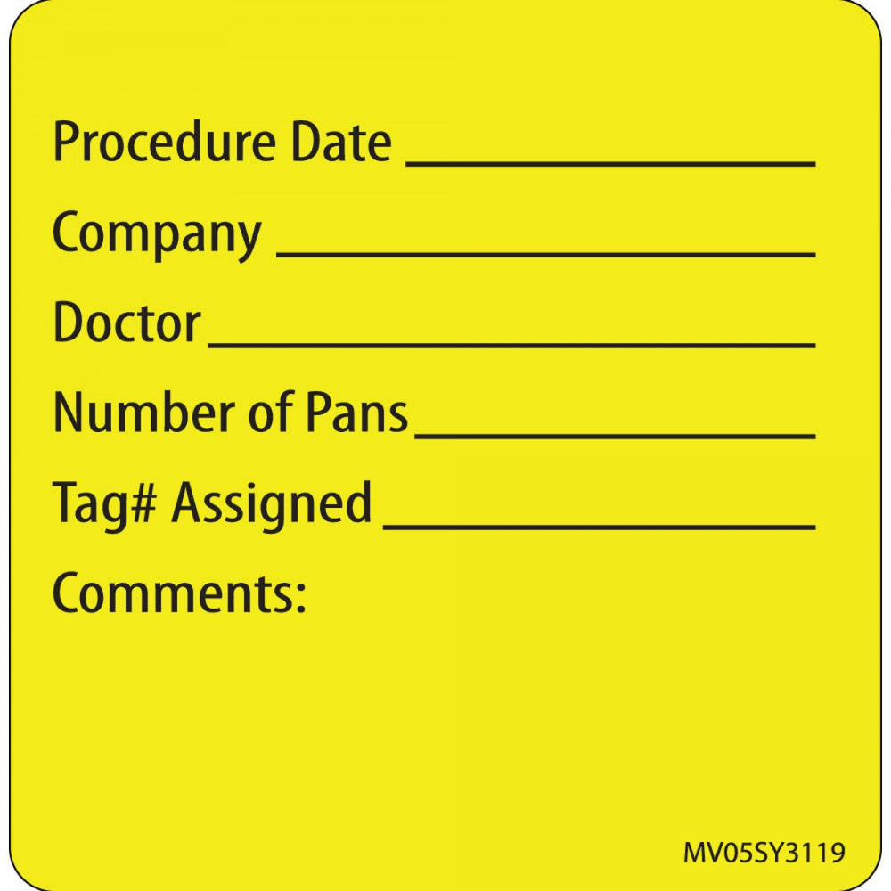 Label Paper Permanent Procedure Date 1" Core 2 7/16" X 2 1/2" Yellow 400 Per Roll