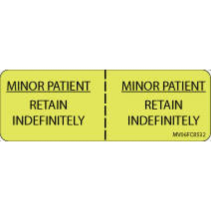 Label Paper Removable Minor Patient Retain 1" Core 2 15/16" X 1 Fl. Chartreuse 333 Per Roll