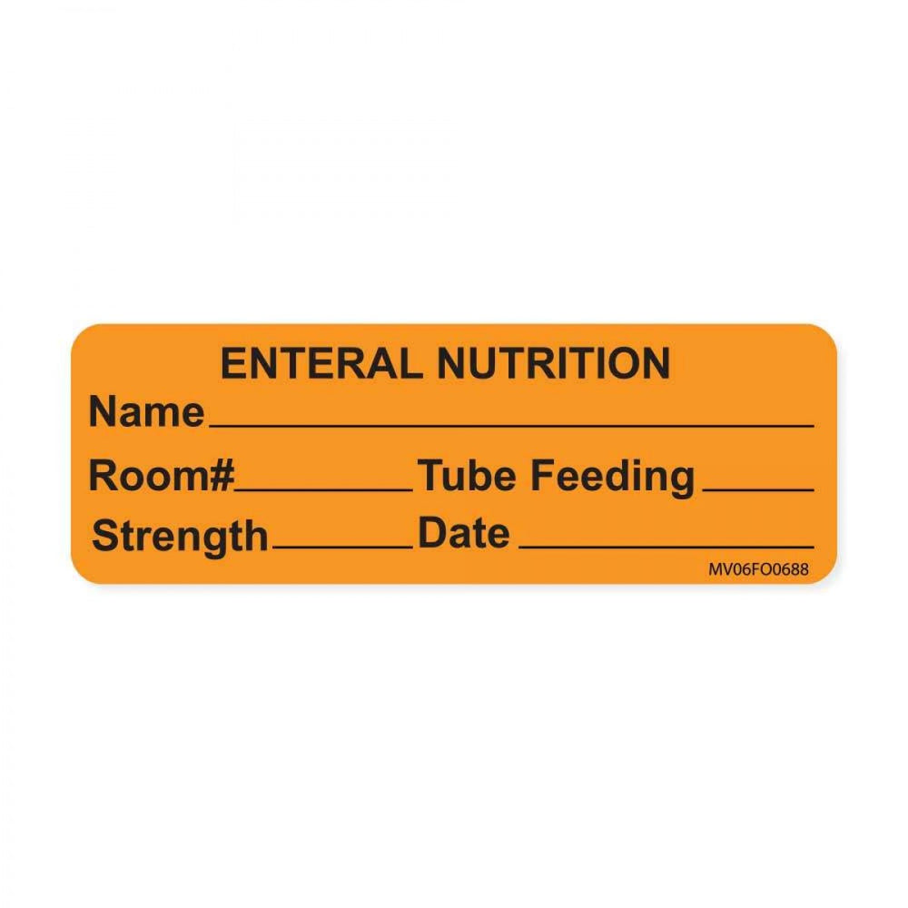 Label Paper Removable Enteral Nutrition 1" Core 2 15/16" X 1 Fl. Orange 333 Per Roll