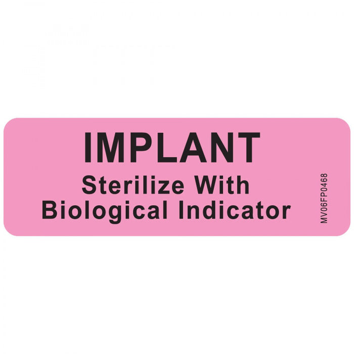 Label Paper Removable Implant Sterilize 1" Core 2 15/16" X 1 Fl. Pink 333 Per Roll