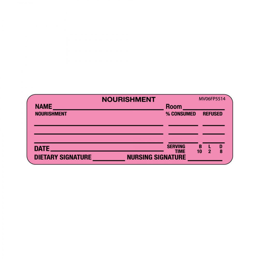 Label Paper Removable Nourishment Name 1" Core 2 15/16" X 1 Fl. Pink 333 Per Roll