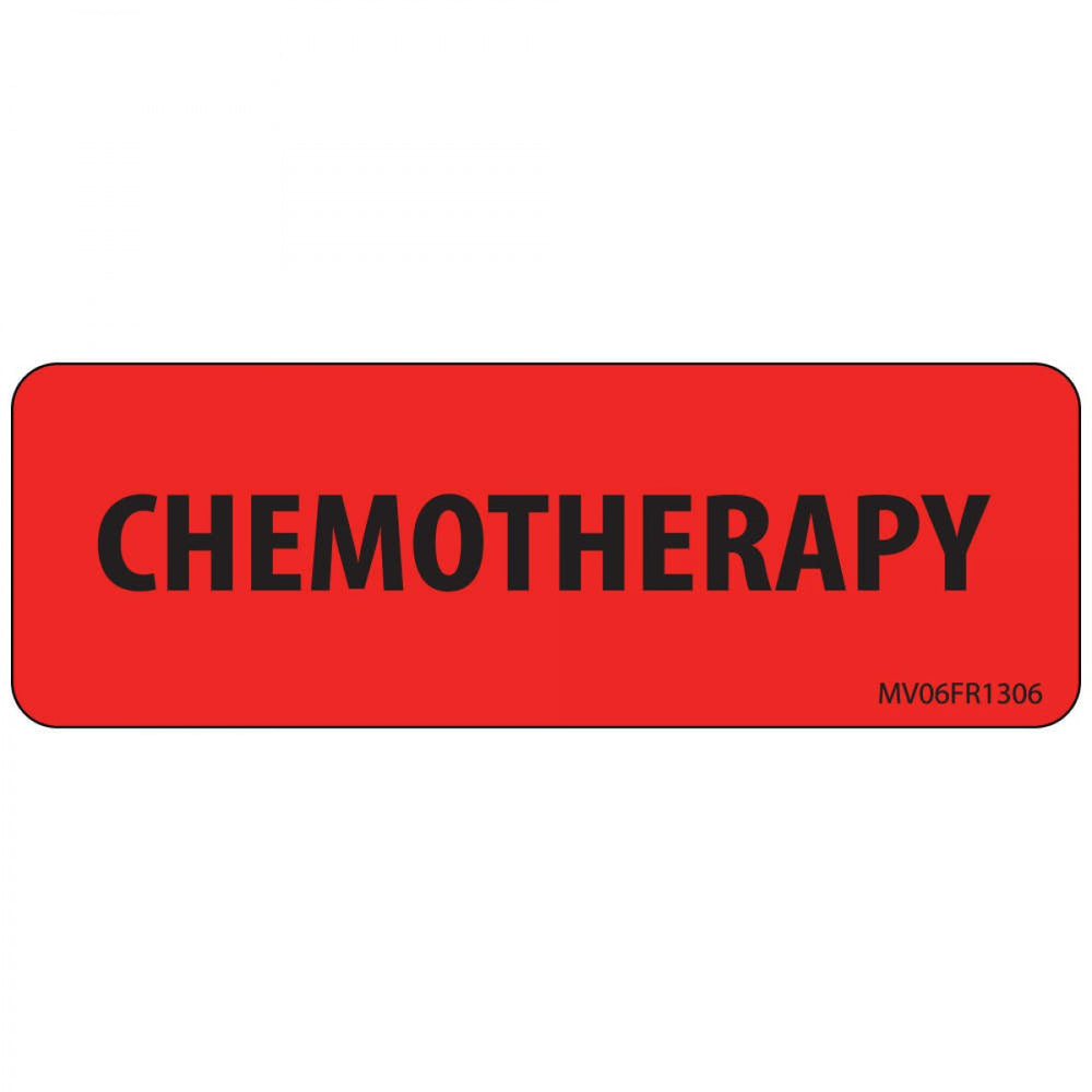 Label Paper Permanent Chemotherapy 1" Core 2 15/16" X 1 Fl. Red 333 Per Roll