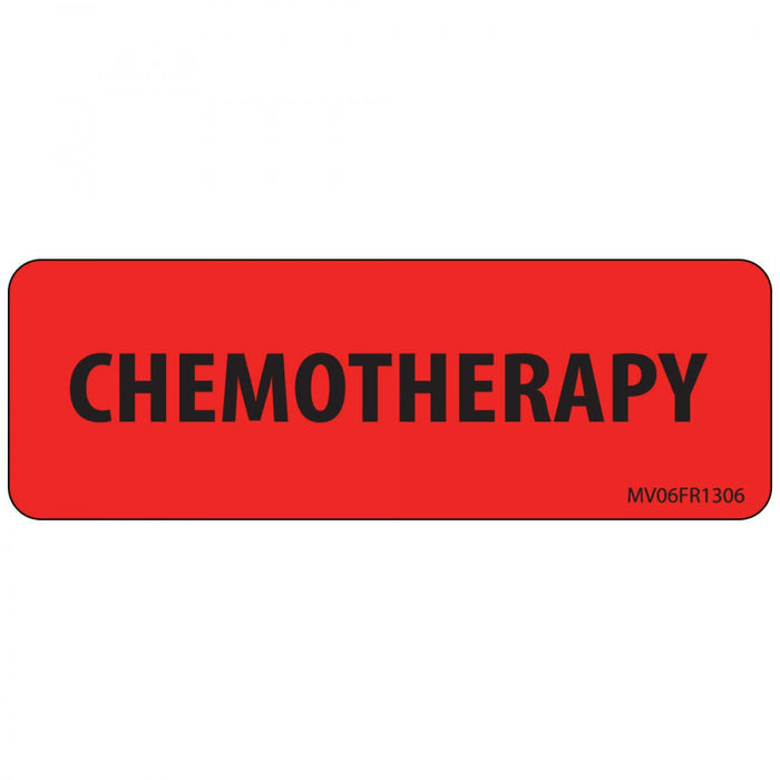 Label Paper Permanent Chemotherapy 1" Core 2 15/16" X 1 Fl. Red 333 Per Roll