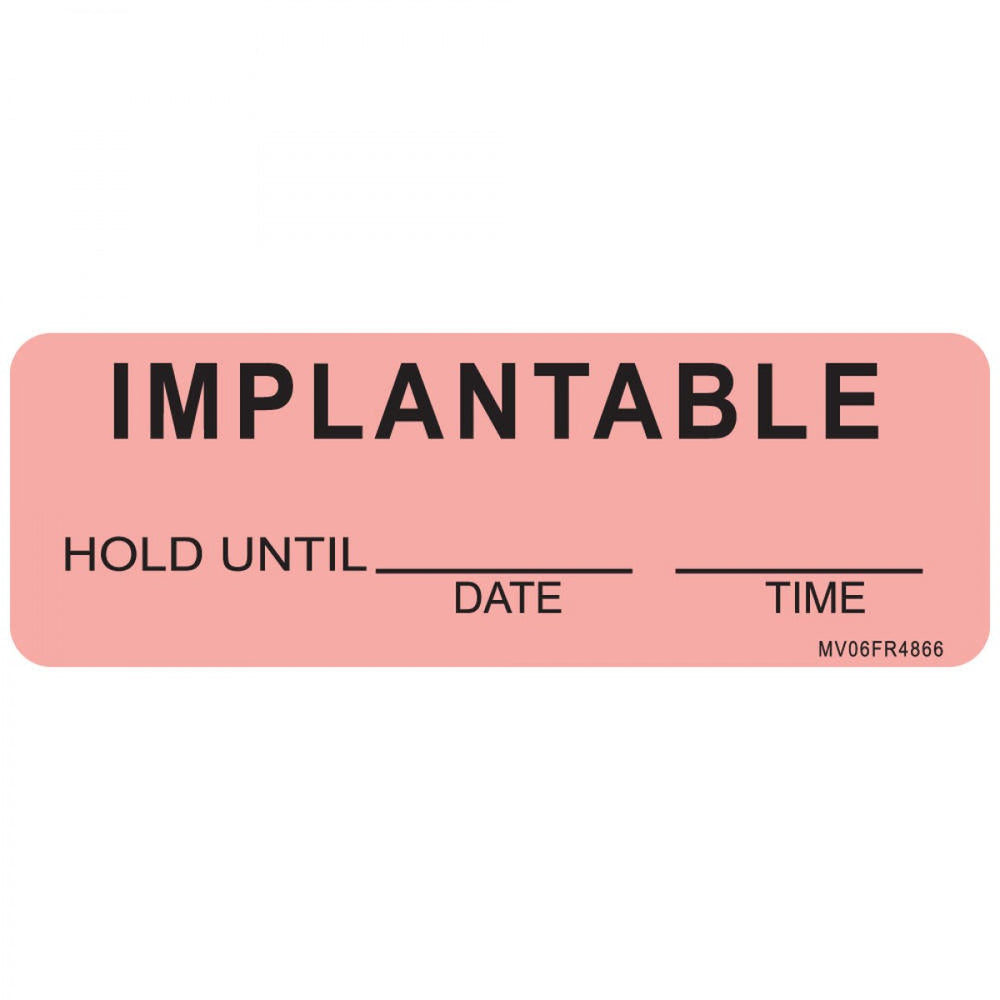 Label Paper Permanent Implantable Hold 1" Core 2 15/16" X 1 Fl. Red 333 Per Roll