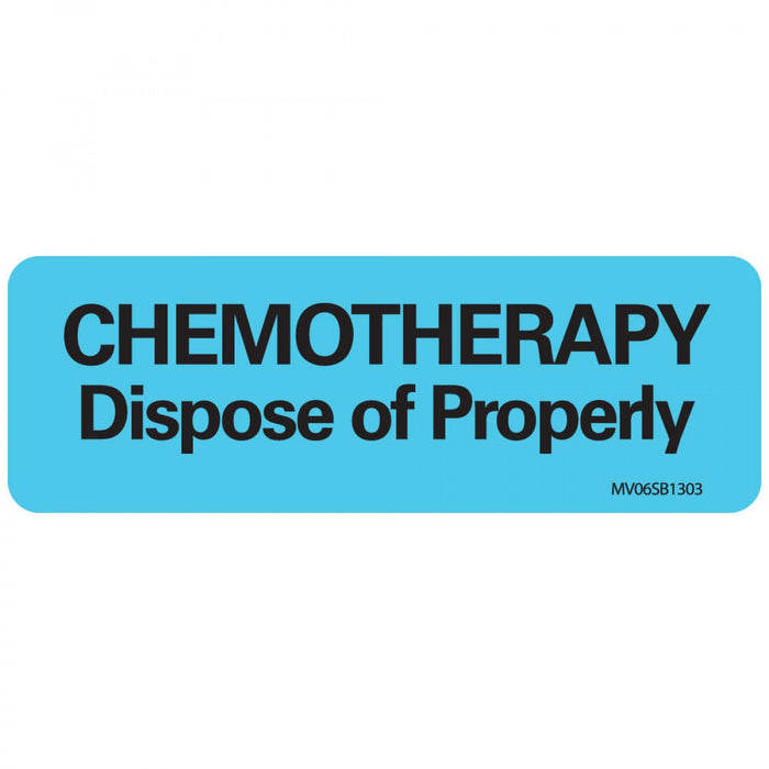 Label Paper Removable Chemotherapy 1" Core 2 15/16" X 1 Blue 333 Per Roll