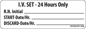 Label Paper Removable I.V. Set- 24 1" Core 2 15/16" X 1 White 333 Per Roll