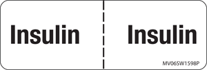Label Paper Permanent Insulin : Insulin 1" Core 2 15/16" X 1 White 333 Per Roll