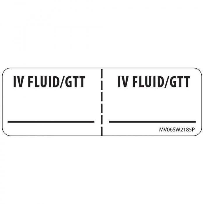 Label Paper Permanent Iv Fluid/Gtt : 1" Core 2 15/16" X 1 White 333 Per Roll