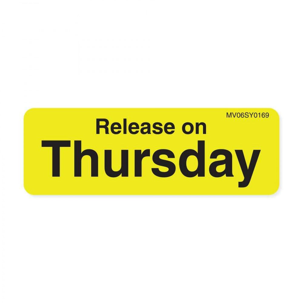 Label Paper Permanent Release On Thursday 1" Core 2 15/16" X 1 Yellow 333 Per Roll