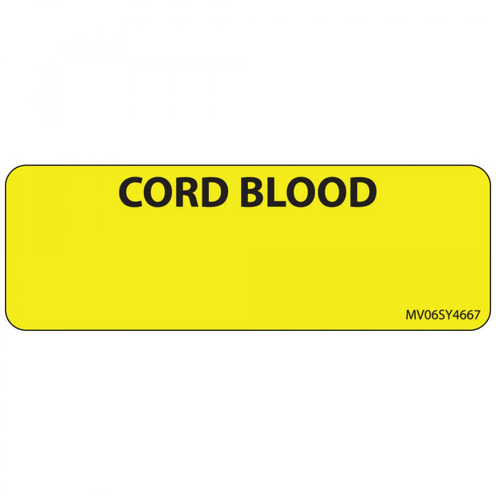 Label Paper Permanent Cord Blood 1" Core 2 15/16" X 1 Yellow 333 Per Roll