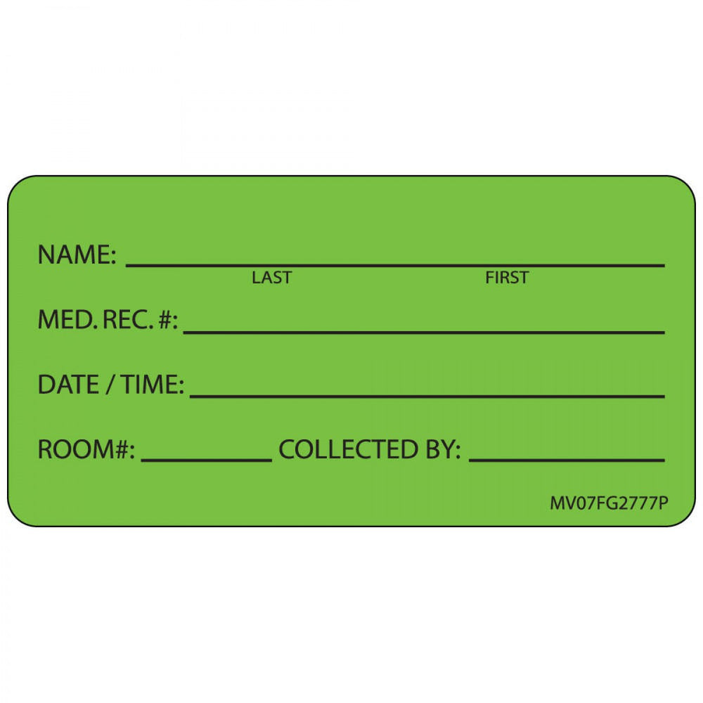 Label Paper Permanent Name: Last First Med 1" Core 2 15/16" X 1 1/2" Fl. Green 333 Per Roll