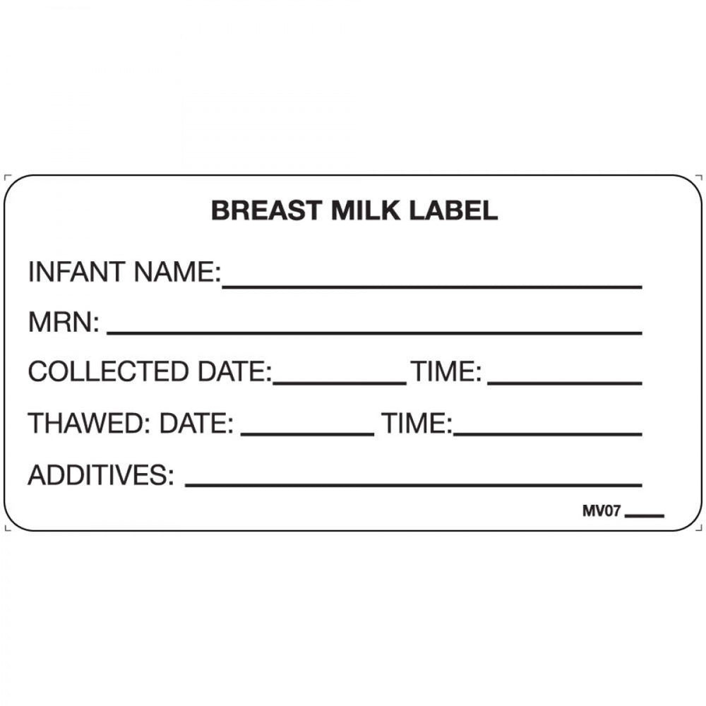 Label Paper Removable Breast Milk Label 1" Core 2 15/16" X 1 1/2" White 333 Per Roll