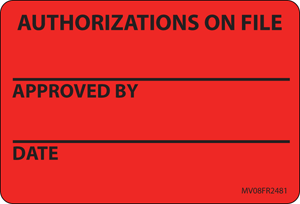 Label Paper Permanent Authorizations On 1" Core 2" 15/16" X 2 Fl. Red 333 Per Roll