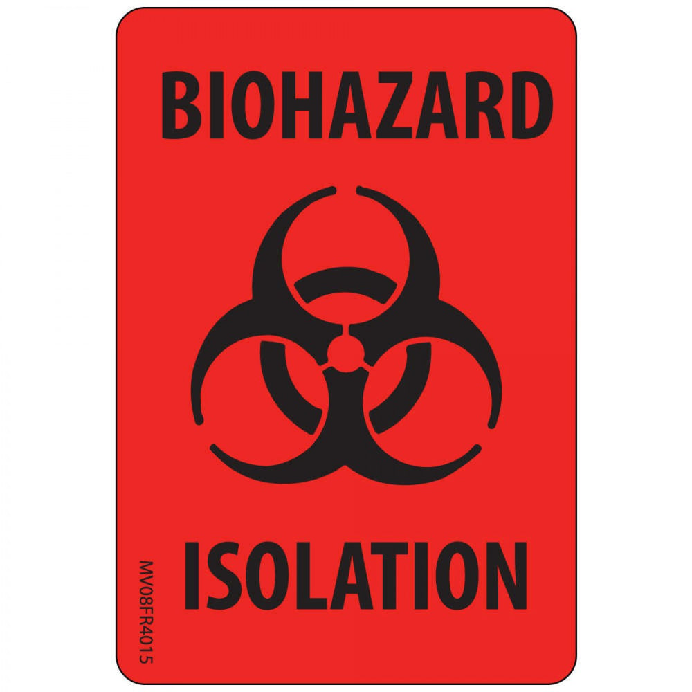 Label Paper Permanent Biohazard Isolation 1" Core 2" 15/16" X 2 Fl. Red 333 Per Roll