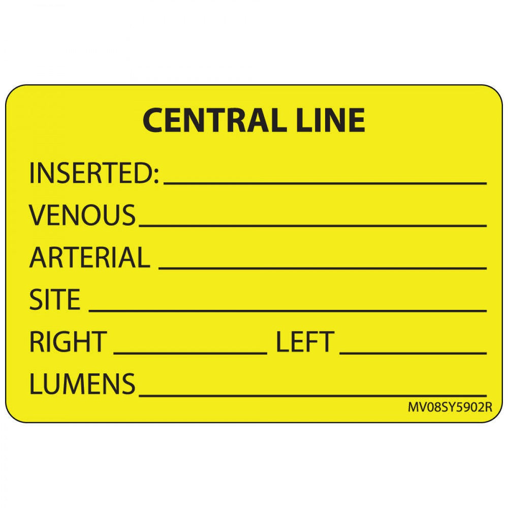 Label Paper Removable Cenral Line 1" Core 2" 15/16" X 2 Yellow 333 Per Roll