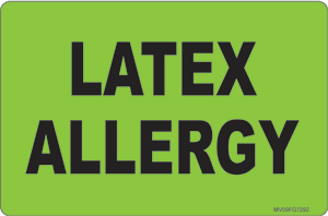 Label Paper Removable Latex Allergy 1" Core 4" X 2 5/8" Fl. Green 375 Per Roll