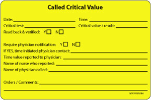 Label Paper Permanent Called Critical 1" Core 4" X 2 5/8" Yellow 375 Per Roll