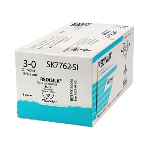 Myco Medical Reli Nonabsorbable Uncoated Braided Silk Sutures - Reli Redisilk Braided Silk Suture, 3-0, MJ-1, 18" - SK7762