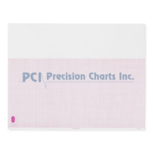 Precision Charts Medical ECG Cardiology Recording Chart Paper - HP ECG Recording Chart Paper with Red Grid, 216 mm x 183', Z-Fold - M1707A