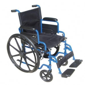 Drive / DeVilbiss Blue Streak Manual Wheelchairs - Blue Streak Wheelchair with Flip-Back Desk-Length Arms and Swing-Away Elevating Leg Rests, 18" - BLS18FBD-ELR