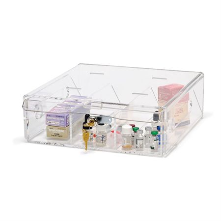 Locking Medical Box Pull-Out Drawer - Keyed Different - 5.875"W x 4.25"H x 11"D