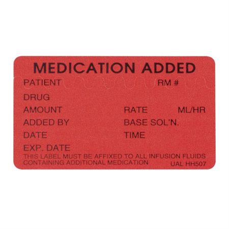 Medication Added Labels Medication Added Labels with Zig-Zag Perforation - 2.5"W x 1.5"H